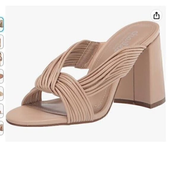 Charles David Sandals womens size 9 Razzle beige leather block heel - Picture 1 of 11
